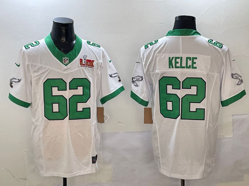 Men Philadelphia Eagles #62 Kelce White Retro three generations 2025 Nike Vapor Limited NFL Jersey style 2->philadelphia eagles->NFL Jersey